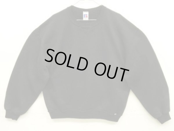 画像1: 90'S RUSSELL ATHLETIC 前Vガゼット付き クルーネック スウェットシャツ ブラック メキシコ製 (VINTAGE)