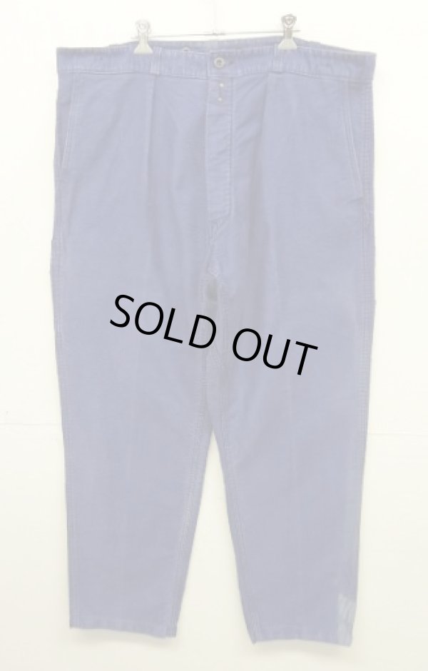 画像1: 50'S KONECO モールスキン フックボタン ワークパンツ インクブルー (VINTAGE)