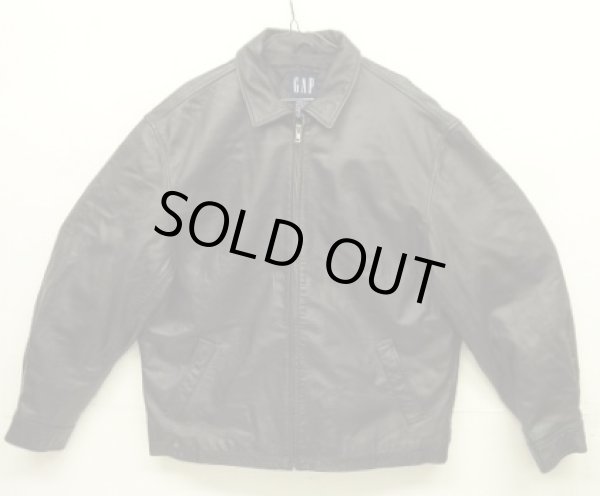 画像1: 00'S GAP 旧タグ 裏地キルティング レザー ドリズラージャケット ブラック (VINTAGE)