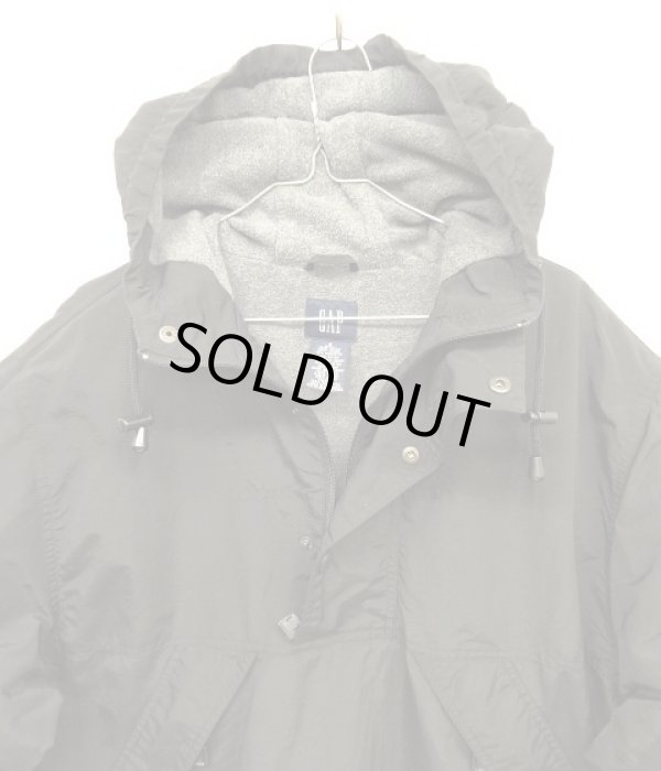 画像3: 00'S GAP 旧タグ 裏地フリース ナイロン アノラック ブラック (VINTAGE)