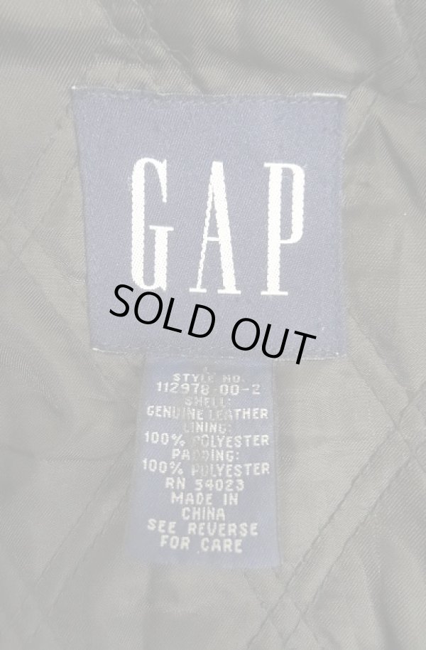 画像2: 00'S GAP 旧タグ 裏地キルティング レザー ドリズラージャケット ブラック (VINTAGE)