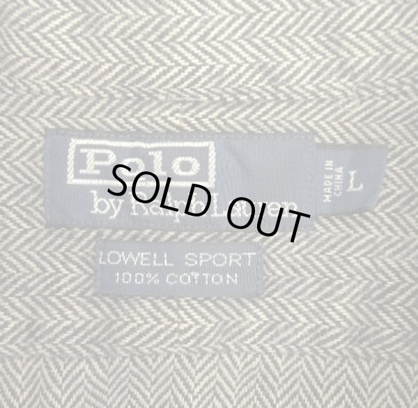 画像2: 90'S RALPH LAUREN "LOWELL SPORT" ヘリンボーン 長袖 シャツ チャコールグレー (VINTAGE)