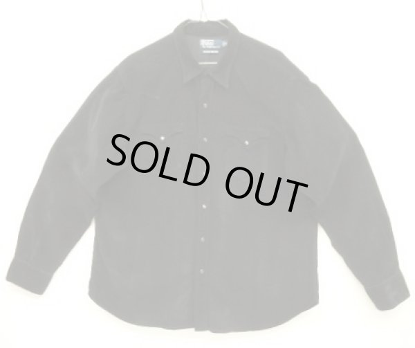 画像1: 90'S RALPH LAUREN "CLASSIC WESTERN" コーデュロイ 長袖 ウエスタンシャツ ブラック (VINTAGE)