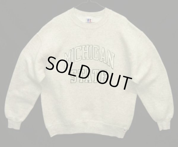 画像1: 90'S RUSSELL ATHLETIC 前Vガゼット付き クルーネック スウェットシャツ ヘザーグレー USA製 (VINTAGE)