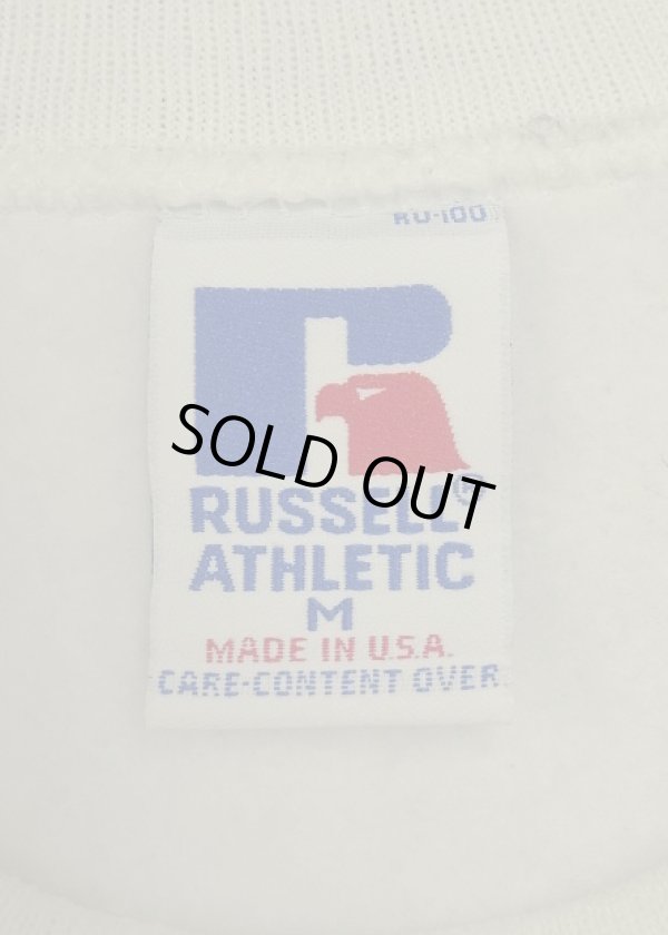 画像2: 90'S RUSSELL ATHLETIC 前Vガゼット付き クルーネック 半袖 スウェットシャツ ホワイト USA製 (DEADSTOCK)