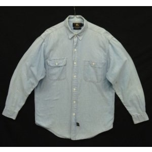 画像: 90'S RRL 初期 三ツ星タグ 長袖 シャンブレーシャツ ブルー (VINTAGE)