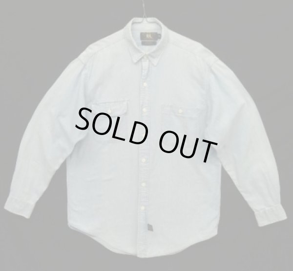 画像1: 90'S RRL 初期 三ツ星タグ 長袖 シャンブレーシャツ ブルー (VINTAGE)