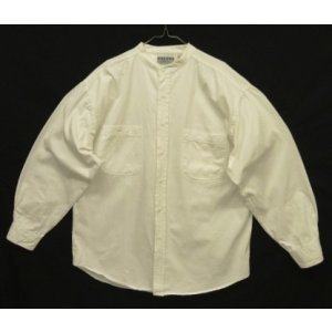 画像: 90'S CACTUS CLOTHING コットン 長袖 バンドカラーシャツ ホワイト (VINTAGE)