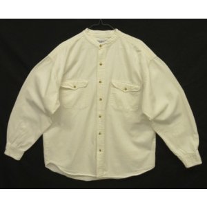 画像: 90'S COLISEUM BLUES コットン 長袖 バンドカラーシャツ ホワイト (VINTAGE)