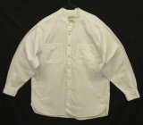 画像: 90'S EDDIE BAUER 白タグ コットン 長袖 バンドカラーシャツ ホワイト USA製 (VINTAGE)