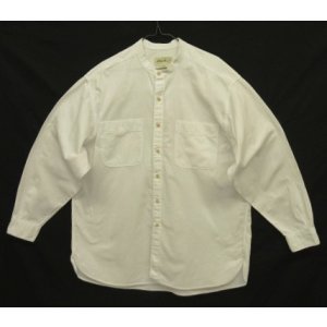 画像: 90'S EDDIE BAUER 白タグ コットン 長袖 バンドカラーシャツ ホワイト USA製 (VINTAGE)