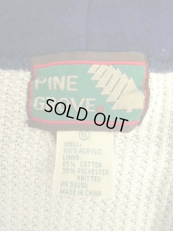 画像2: 90'S PINE GROVE 裏地サーマル フルジップ ダブルフェイス スウェットパーカー ネイビー C&Cジップ (VINTAGE)