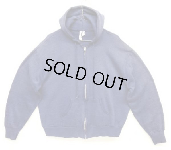 画像1: 80'S UNKNOWN フルジップ スウェットパーカー フェードネイビー アルミジップ (VINTAGE)