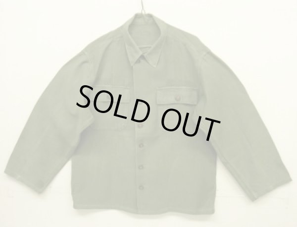 画像1: 50'S アメリカ軍 US ARMY "1st MODEL" OG107 コットンサテン ユーティリティシャツ (VINTAGE)