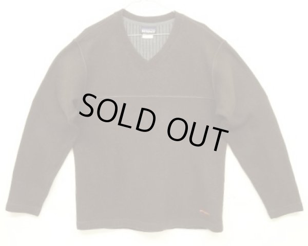 画像1: 05'S PATAGONIA 裾ロゴ Vネック ニット ダークブラウン USA製 (VINTAGE)