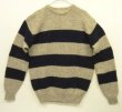 画像1: 80'S LL Bean クルーネック 太ボーダーセーター ベージュ/ネイビー USA製 (VINTAGE)