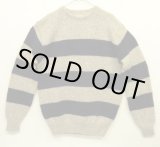 画像: 80'S LL Bean クルーネック 太ボーダーセーター ベージュ/ネイビー USA製 (VINTAGE)