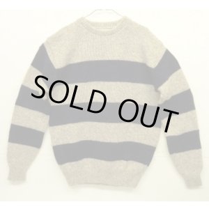 画像: 80'S LL Bean クルーネック 太ボーダーセーター ベージュ/ネイビー USA製 (VINTAGE)