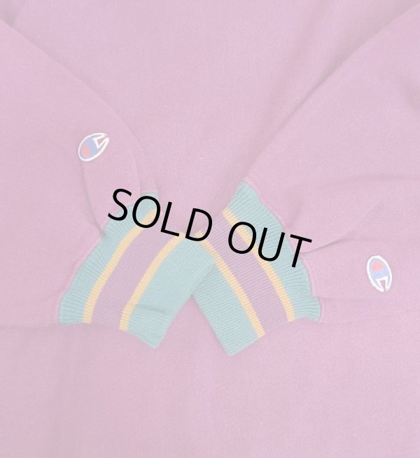 画像3: 90'S CHAMPION "エラー品両袖目付き" 刺繍タグ リバースウィーブ 目無し 無地 グレープ/リブライン USA製 (VINTAGE)