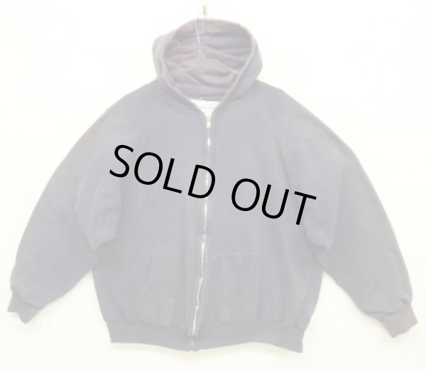 画像1: 80'S UNKNOWN 裏地サーマル フルジップ ダブルフェイス スウェットパーカー フェードネイビー アルミジップ (VINTAGE)