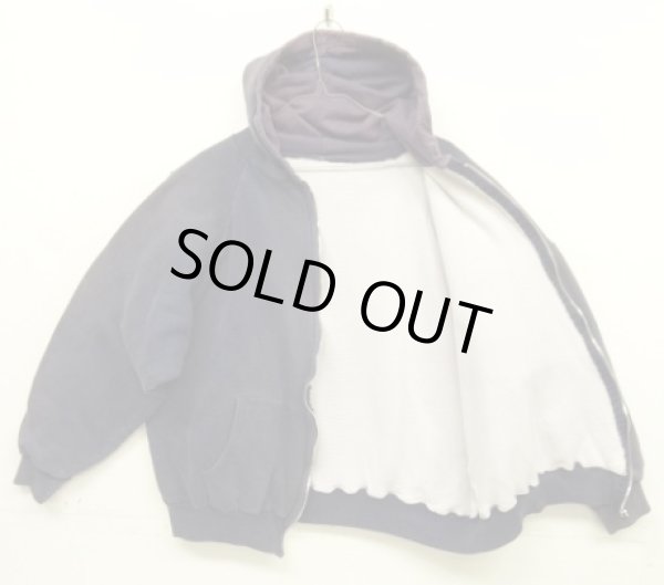 画像3: 80'S UNKNOWN 裏地サーマル フルジップ ダブルフェイス スウェットパーカー フェードネイビー アルミジップ (VINTAGE)