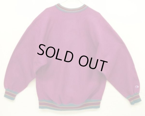 画像4: 90'S CHAMPION "エラー品両袖目付き" 刺繍タグ リバースウィーブ 目無し 無地 グレープ/リブライン USA製 (VINTAGE)