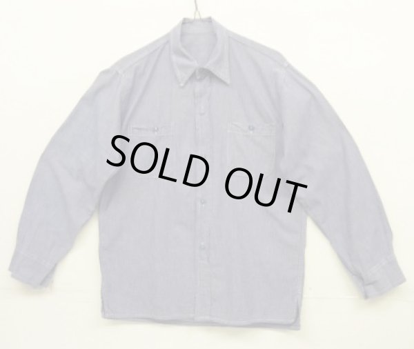 画像1: 70'S アメリカ軍 US NAVY ボックス型 シャンブレーシャツ ブルー (VINTAGE) 