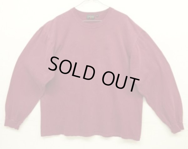 画像1: 90'S J.CREW 旧タグ シングルステッチ 長袖 Tシャツ バーガンディ (VINTAGE)