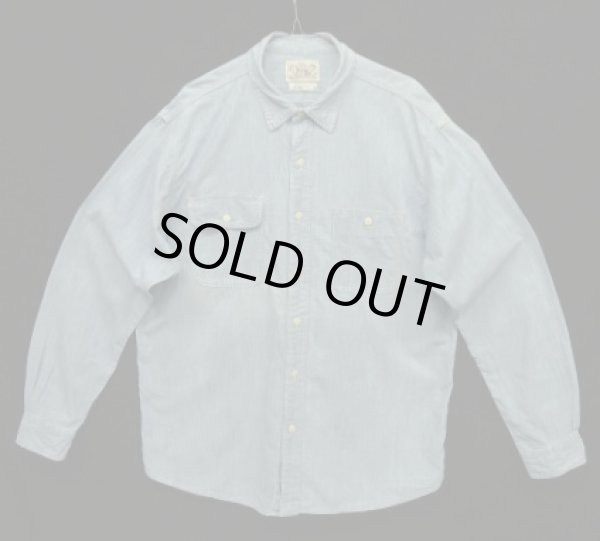 画像1: 80'S RALPH LAUREN "白タグ" 猫目ボタン シャンブレーシャツ ブルー (VINTAGE)