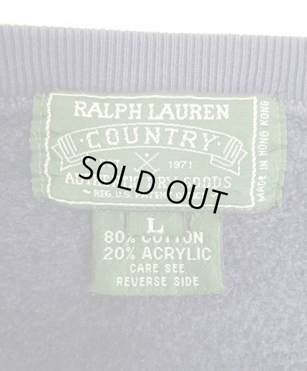 画像2: 90'S RALPH LAUREN "POLO COUNTRY" クルーネック スウェットシャツ ナス紺 (VINTAGE)