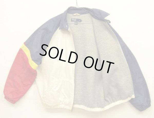 画像4: 90'S RALPH LAUREN チンスト付き 裏地フリース ドリズラージャケット ネイビー/ホワイト/レッド (VINTAGE)