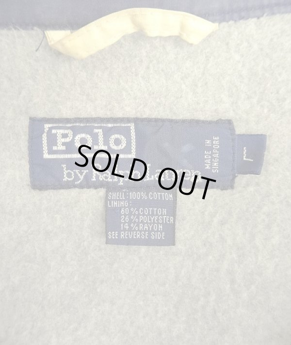 画像2: 90'S RALPH LAUREN チンスト付き 裏地フリース ドリズラージャケット ネイビー/ホワイト/レッド (VINTAGE)