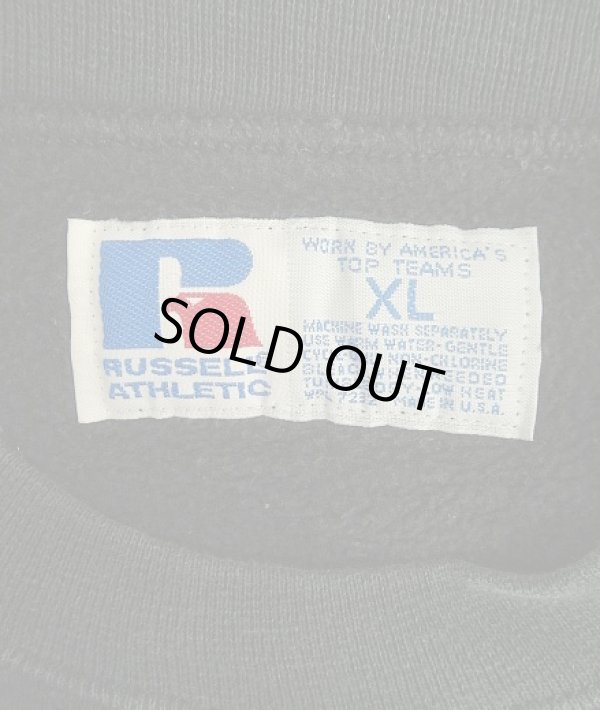 画像2: 90'S RUSSELL ATHLETIC 前V&脇の下ガゼット付き ヘビーウエイト クルーネック スウェットシャツ ブラック USA製 (VINTAGE)