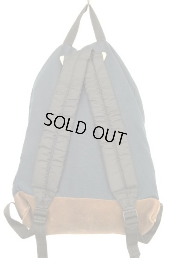 画像7: 80'S EASTPAK 旧タグ ボトムレザー ナイロン バックパック ネイビー USA製 (VINTAGE)