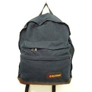 画像: 80'S EASTPAK 旧タグ ボトムレザー ナイロン バックパック ネイビー USA製 (VINTAGE)