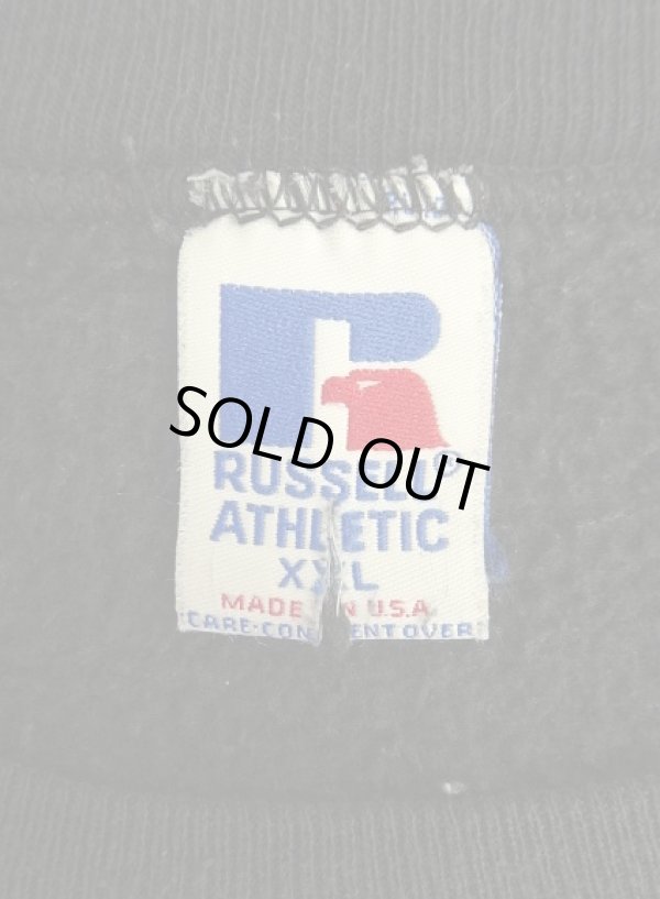 画像2: 90'S RUSSELL ATHLETIC 前Vガゼット付き クルーネック スウェットシャツ ブラック USA製 (VINTAGE)