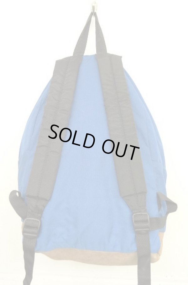 画像7: 80'S EASTPAK 旧タグ ボトムレザー ナイロン バックパック ブルー USA製 (VINTAGE)