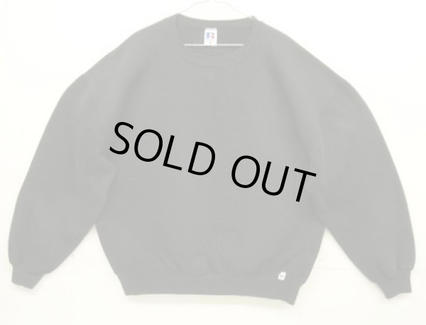 画像1: 90'S RUSSELL ATHLETIC 前Vガゼット付き クルーネック スウェットシャツ ブラック USA製 (VINTAGE)