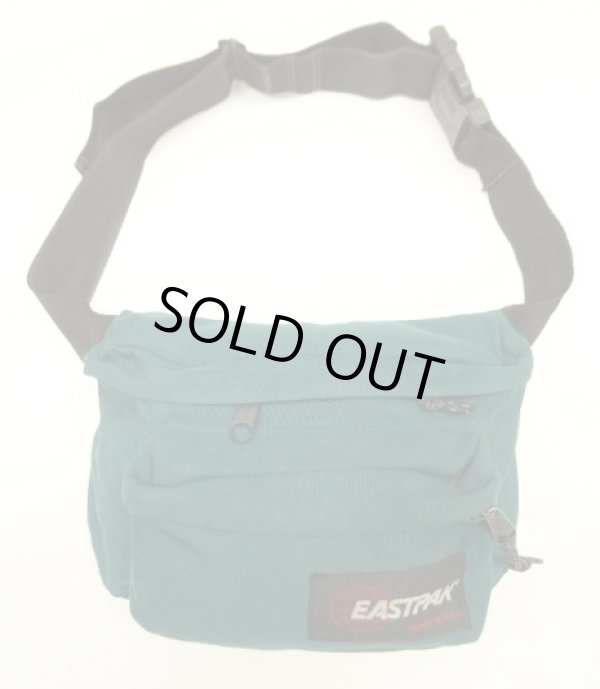 画像1: 80'S EASTPAK 旧タグ ナイロン ボディバック ウエストポーチ ダークグリーン USA製 (VINTAGE)