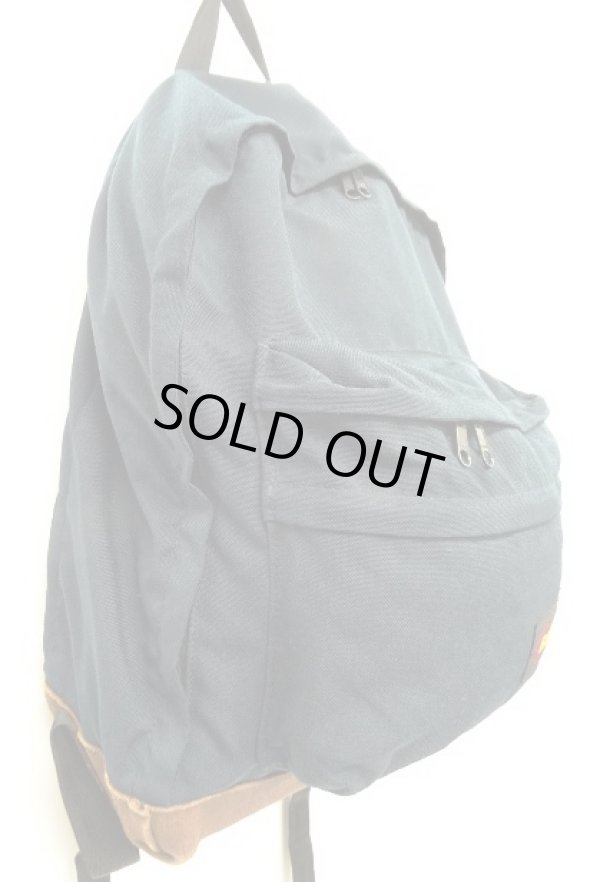 画像5: 80'S EASTPAK 旧タグ ボトムレザー ナイロン バックパック ネイビー USA製 (VINTAGE)