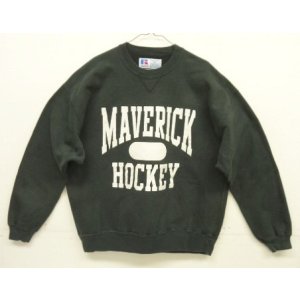 画像: 90'S RUSSELL ATHLETIC 前V&脇の下ガゼット付き ヘビーウエイト クルーネック スウェットシャツ ブラック USA製 (VINTAGE)