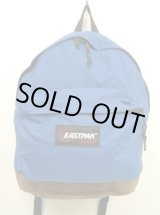 画像: 80'S EASTPAK 旧タグ ボトムレザー ナイロン バックパック ブルー USA製 (VINTAGE)