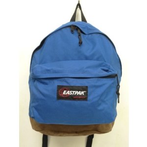 画像: 80'S EASTPAK 旧タグ ボトムレザー ナイロン バックパック ブルー USA製 (VINTAGE)