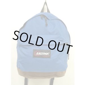 画像: 80'S EASTPAK 旧タグ ボトムレザー ナイロン バックパック ブルー USA製 (VINTAGE)