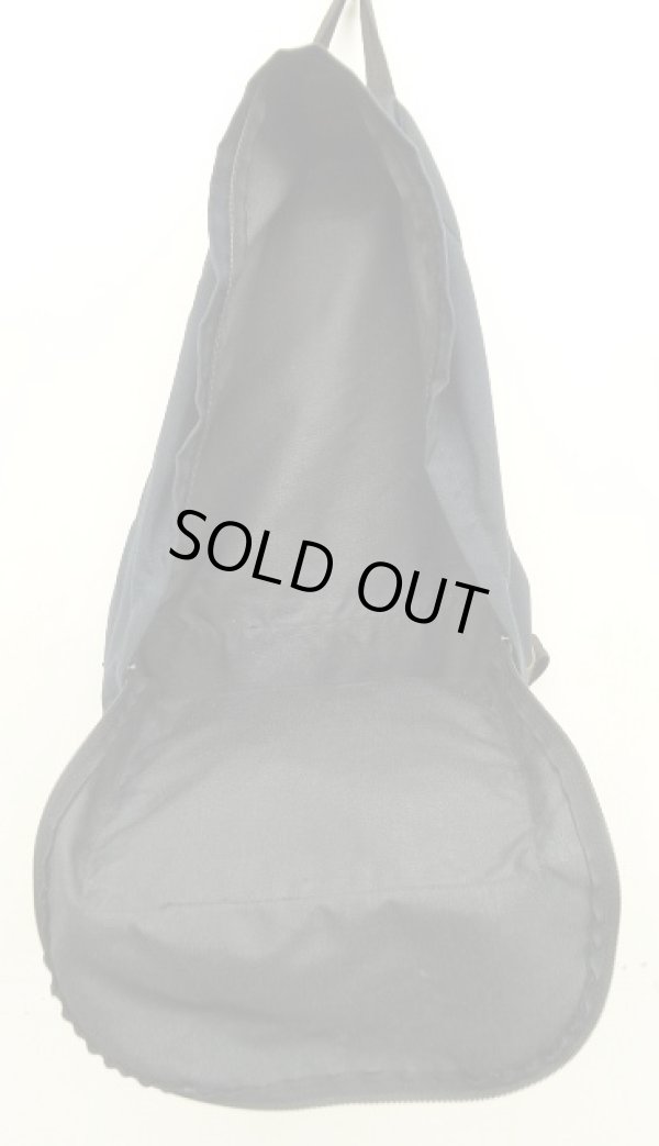 画像3: 80'S EASTPAK 旧タグ ボトムレザー ナイロン バックパック ネイビー USA製 (VINTAGE)