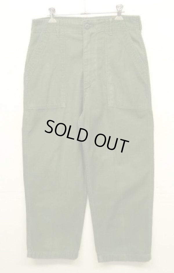 画像1: 70'S アメリカ軍 US ARMY "OG107" コットンサテン ベイカーパンツ W32L29 RAPIDブラスジップ (VINTAGE)