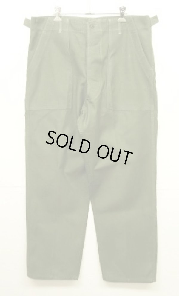 画像1: 60'S アメリカ軍 US ARMY "OG107" 初期モデル コットンサテン 平ボタン ベイカーパンツ LARGE (VINTAGE)