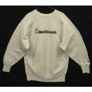 画像: 90'S CHAMPION "MERRILL LYNCH" 刺繍タグ リバースウィーブ グレー USA製 (VINTAGE)