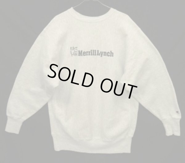 画像1: 90'S CHAMPION "MERRILL LYNCH" 刺繍タグ リバースウィーブ グレー USA製 (VINTAGE)