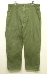 画像: 60'S BIG SMITH トップスナップボタン 裏地キルティング ペインターパンツ オリーブ SCOVILLジップ (VINTAGE)